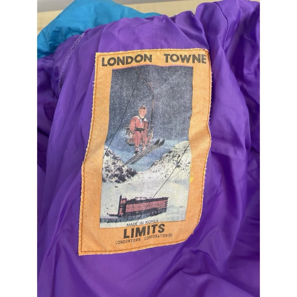 London Towne Limits Vintage 90s Style Color‎ Block Winter Puffer Coat Small